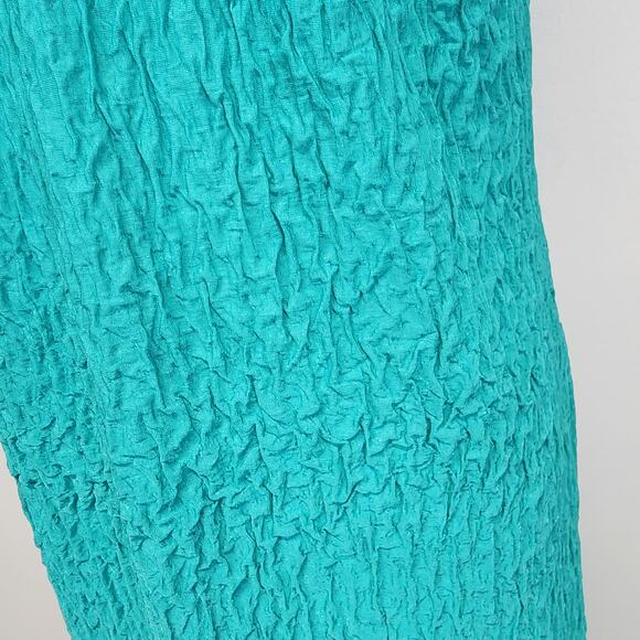 Vintage Y2K Slip Dress Size M 10 Blue Crinkle Textured V-neck Retro 2000s Chic - Picture 4 of 13